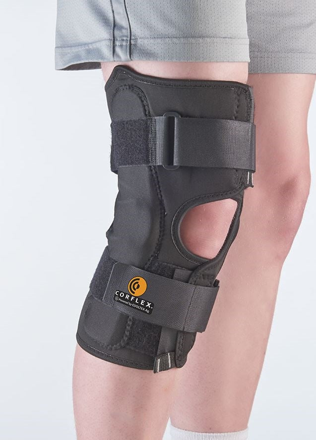 CORFLEX COOLTEX™ AG 13” ANTERIOR CLOSURE KNEE WRAP WITH HINGE, Open Popliteal