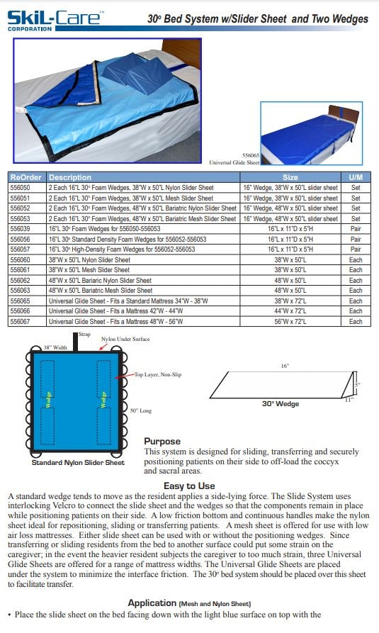 SkiL-Care 30º Bed System w/Slider Sheet & Two Wedges